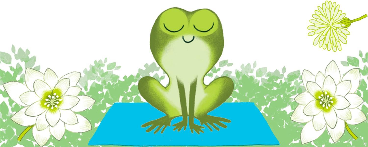  sitting still app logo with frog on yoga mat